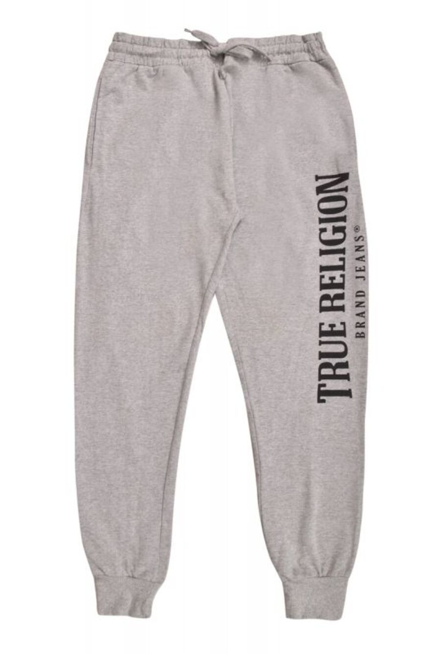 New Mens True Religion Logo Joggers Sweatpants Loungewear Grey Large MSRP $109